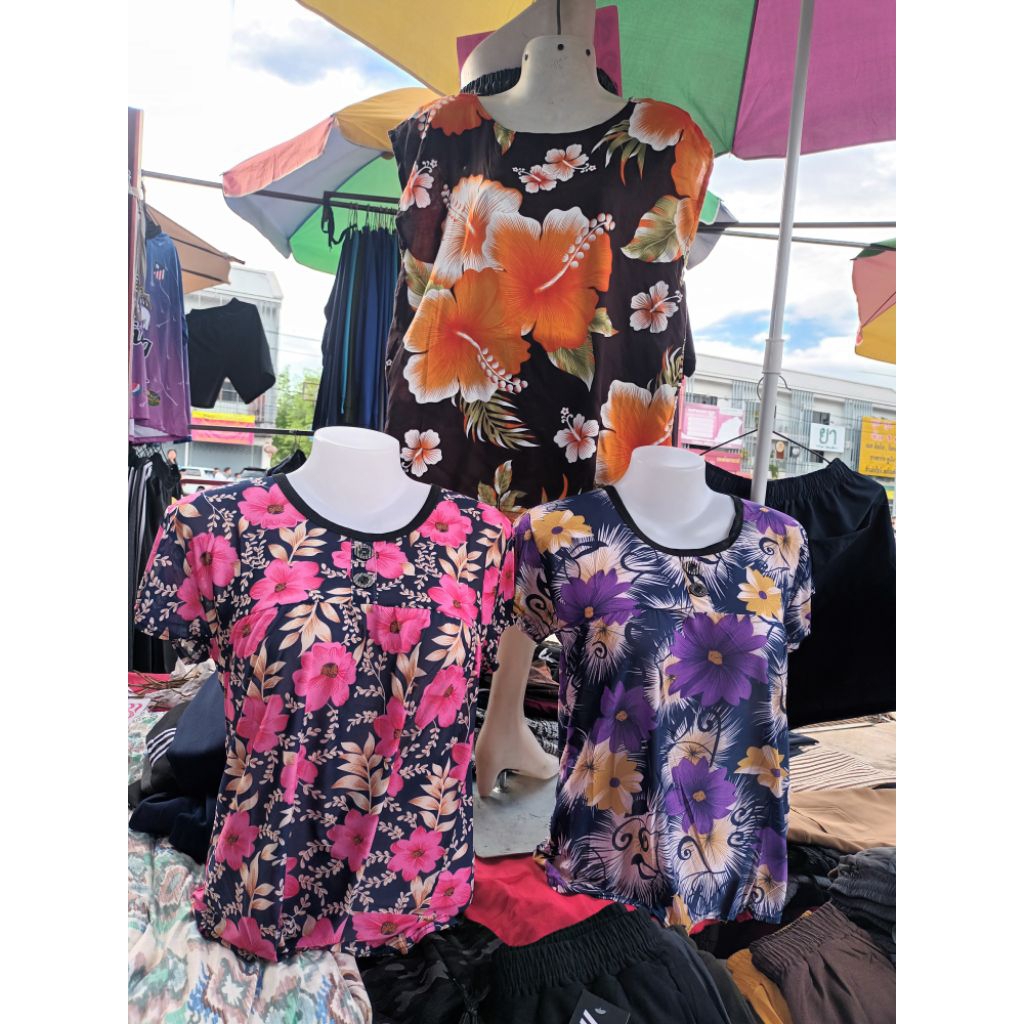 เสื้อคนแก่แม่ใหญ่แม่อุ้ยคุณอาชอบใส่เนื้อผ้าสดุ้งเนื้อเด่งสวมใส่ง่ายใส่สบายเย็น