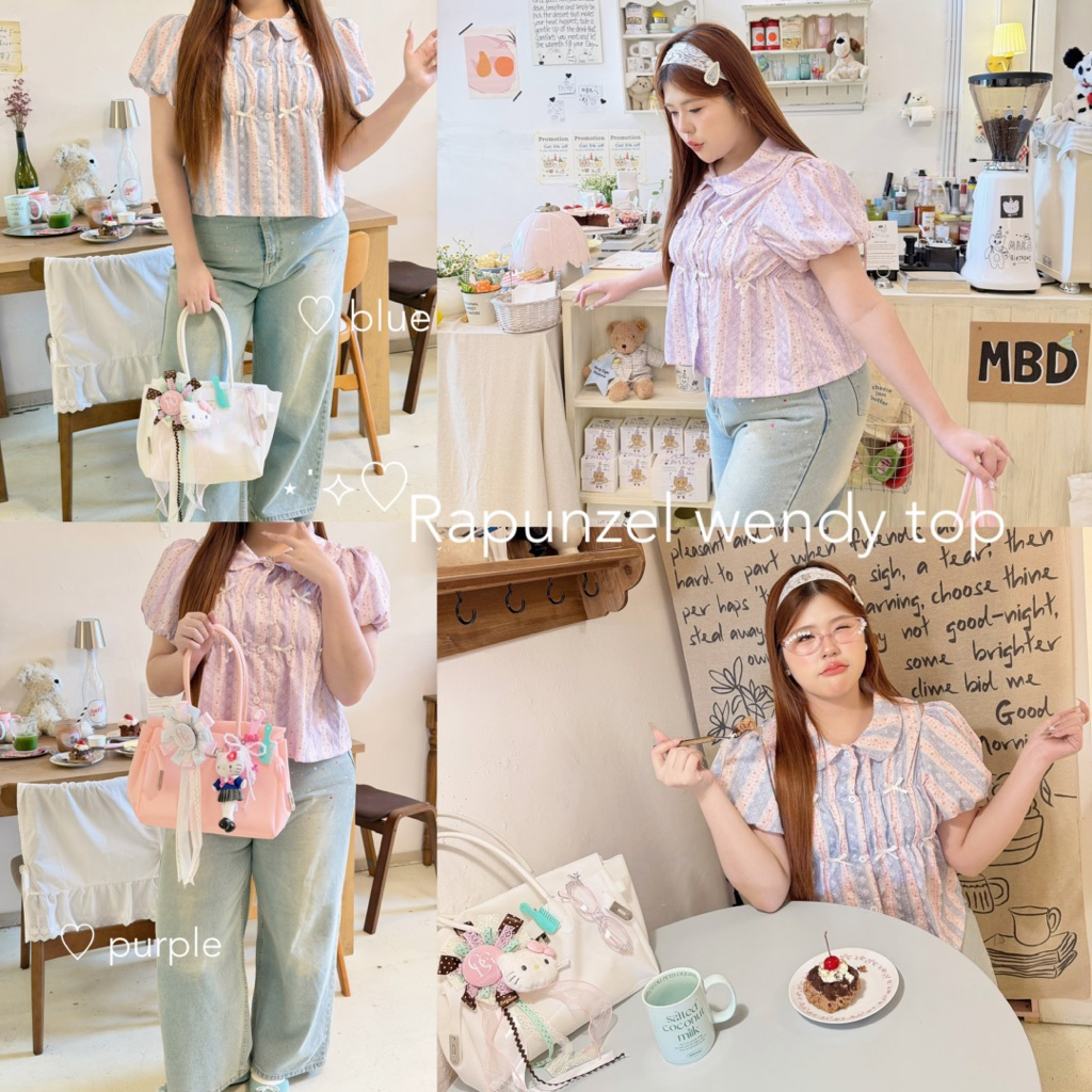 Rapunzel wendy top👸🏼🪻”เสื้อที่สาวอวบต้องมีใส่ลายดอกนุ้บนิ้บน่ารักใส่แล้วนนลดกดด่วนๆ“