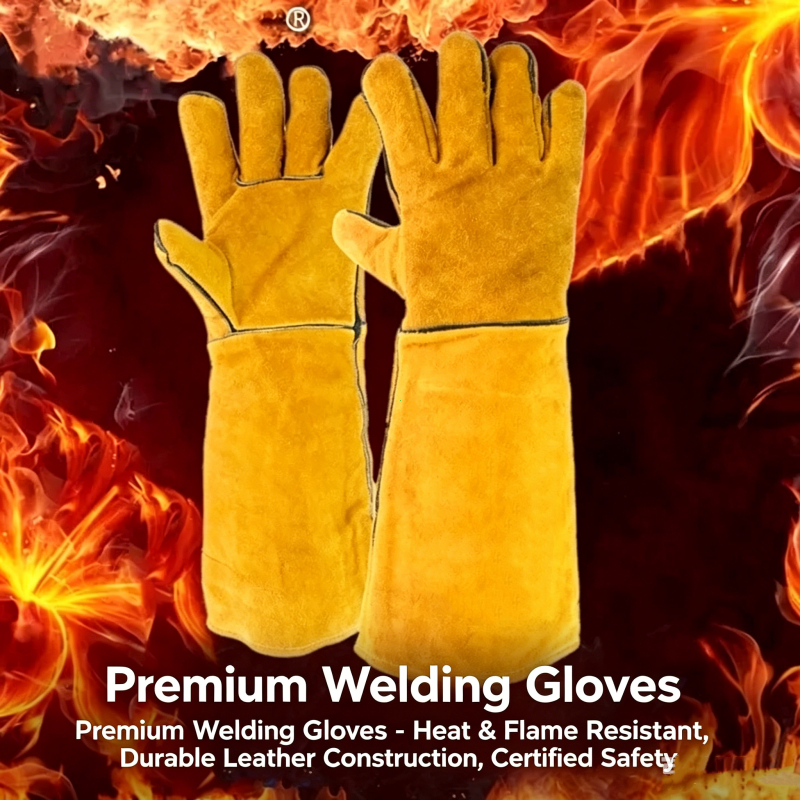 ถุงมือช่างเชื่อม Firewire Cowhide Double Heat Insulated ถุงมือเชื่อมไฟฟ้าหนาป้องกันถุงมือ