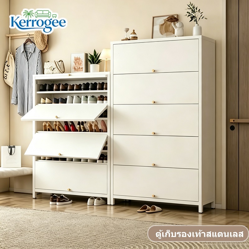 💥COD💥ตู้รองเท้าเหล็ก ตู้รองเท้า ikea กันน้ำ กันสนิม ติดตั้งง่าย ชั้นวางของสามารถถอดออกได้ วางนอกบ้าน
