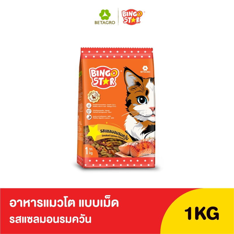 บิงโกสตาร์ แมวโต รสแซลมอนรมควัน 1 KG