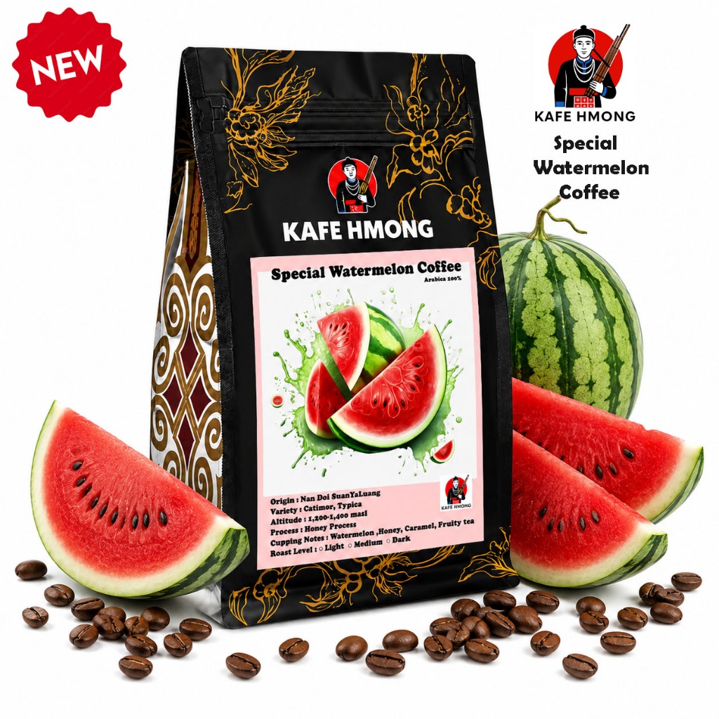 Special Watermelon Coffee เมล็ดกาแฟคั่้วแตงโม สูตรพิเศษ มีคั่ว3ระดับ อ่อน กลาง เข้ม