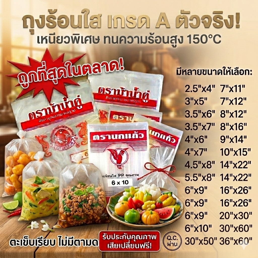 [ถูกที่สุด] 🛍️ถุงร้อน ถุงPP แพค200-1000g. ถุงใส่แกง ถุงใส่กับข้าว ถุงน้ำจิ้ม ถุงข้าวเหนียว ถุงผ้านวม ถุงใส่ข้าวสาร