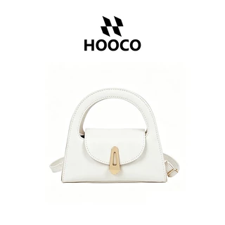 HOOCO กระเป๋า สำหรับผู้หญิง กระเป๋าถือสไตล์วินเทจ ล็อคคลาสสิก ดีไซน์เฉพาะตัว สะพายข้างได้ มินิมอลหรูหรา