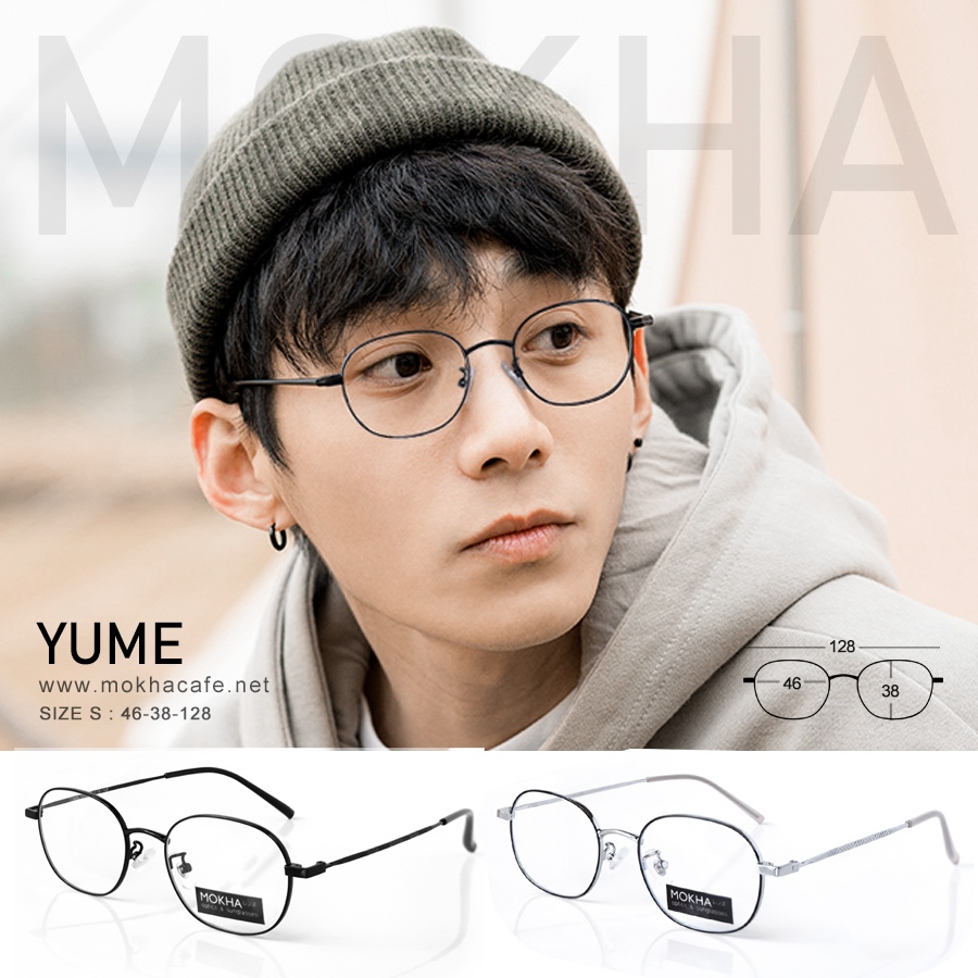MOKHA แว่นตา YUME กรอบแว่น ไทเทเนี่ยม titanium น้ำหนักเบา กว้าง 128 มม. (sizeS)
