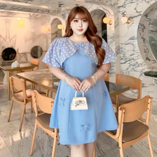 S156เดรสคอกลมเสื้อกั๊กแต่งโบว์ ผ้าบาร์บี้ ไซส์ L XL 2XL รอบอก 40-62 นิ้ว ความยาว 40-42 นิ้ว สำหรับใส่เที่ยวหรือออกงาน