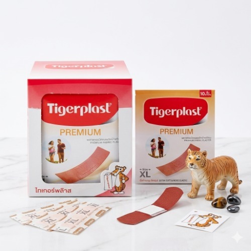 Tigerplast PREMIUM (ไทเกอร์พล๊าส พรีเมียม) 10ชิ้น ขนาด19mm x72mm