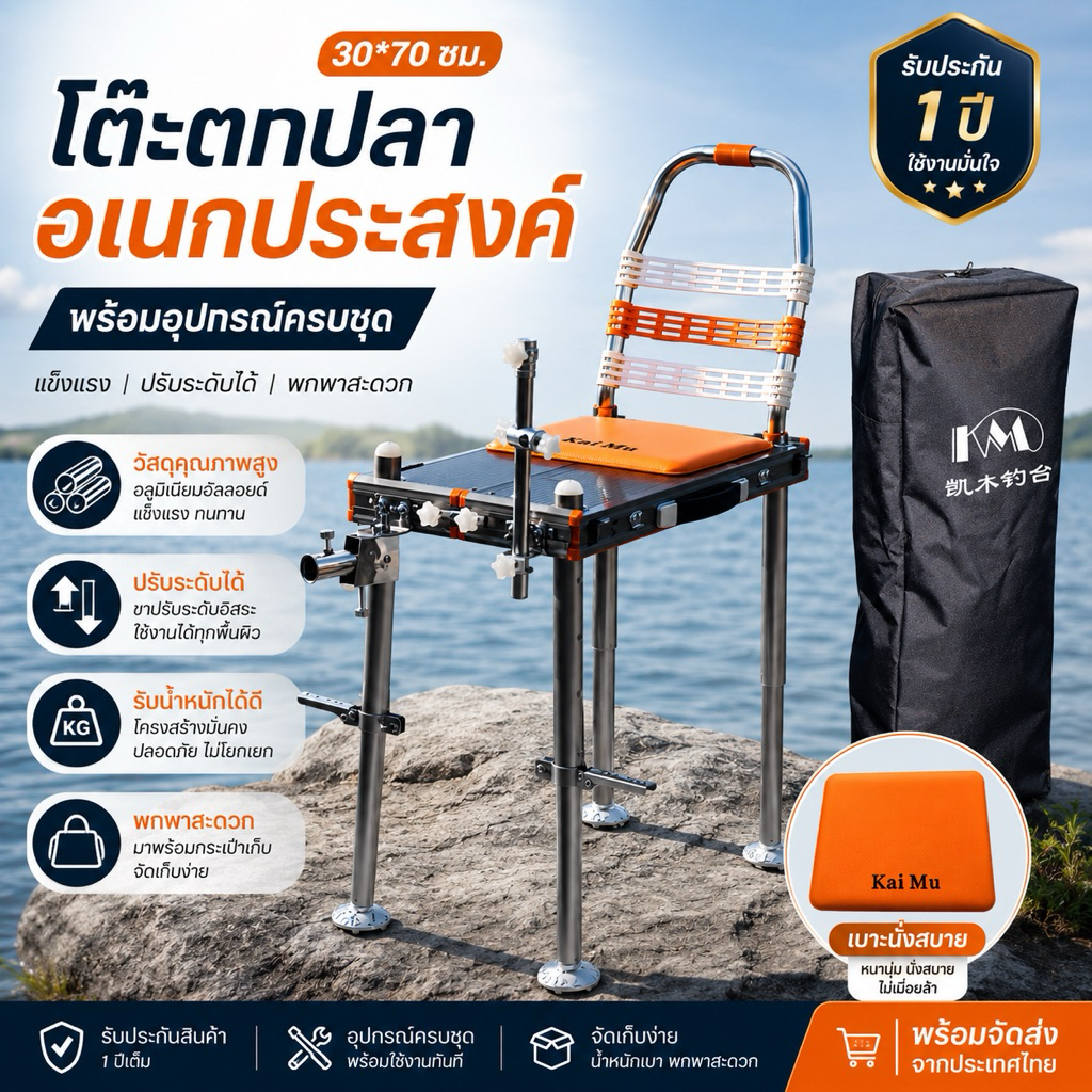 เก้าอี้ตกปลาอะลูมิเนียม30/70(รับประกันอาการขารูด1ปี)