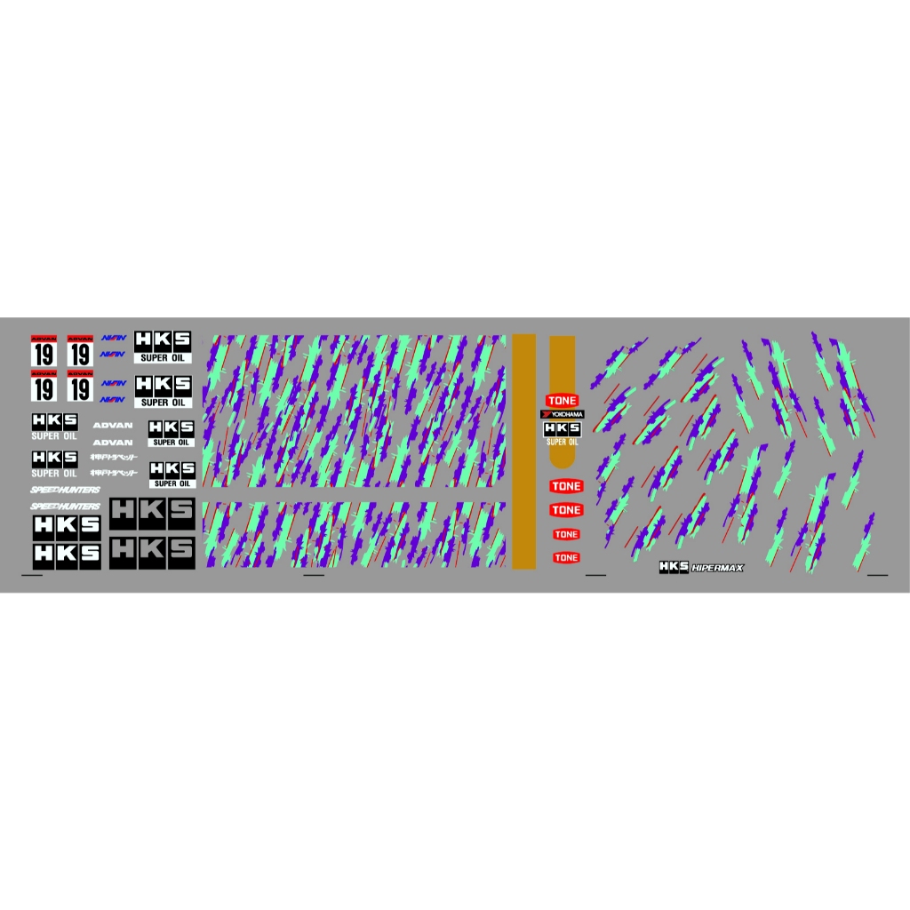 ดีคอล HKS Oil racing #2 หมึกรองขาว ติดชิ้นงานได้ทุกสี ติดรถHot Wheels /Majorette 1:64 Decal  water slide