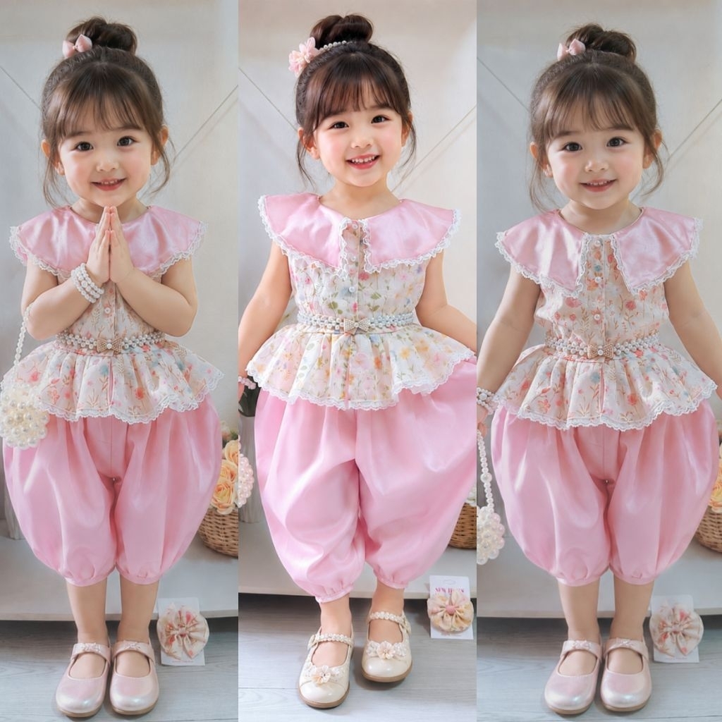 ชุดไทยเด็ก ชุดไทยใส่ไปโรงเรียน💚พร้อมส่ง(KW)