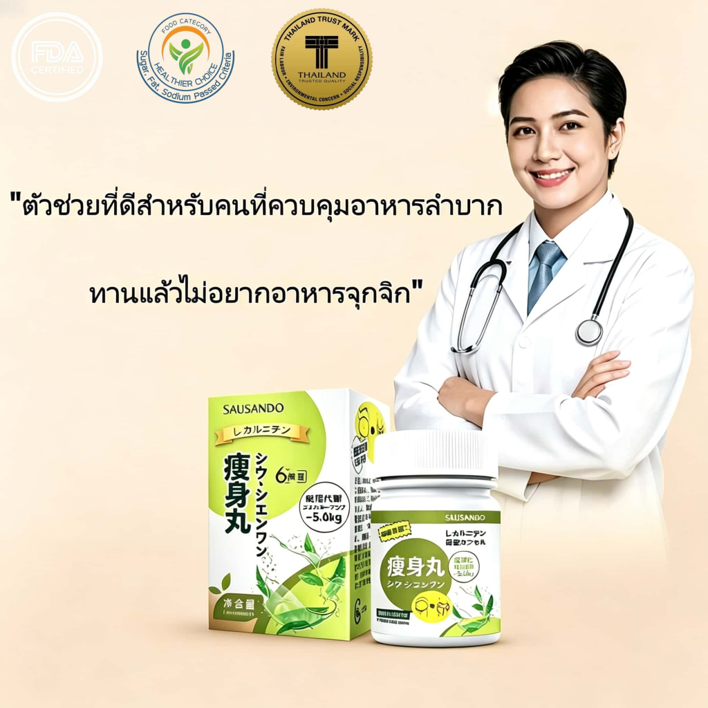 สารสกัดชาเขียวแคปซูล SAUSANDO 🌿 ควบคุมความหิว เร่งเผาผลาญ ทานก่อนอาหาร 30 นาที