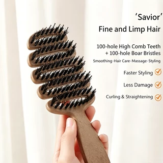 BLIVO หวีลดผมร่วง แก้ผมพันกัน ลดไฟฟ้าสถิตย์ หวียกโคนผม แปรงหวีผม Boar Bristle Hairbrush หวีพับ หวีผม