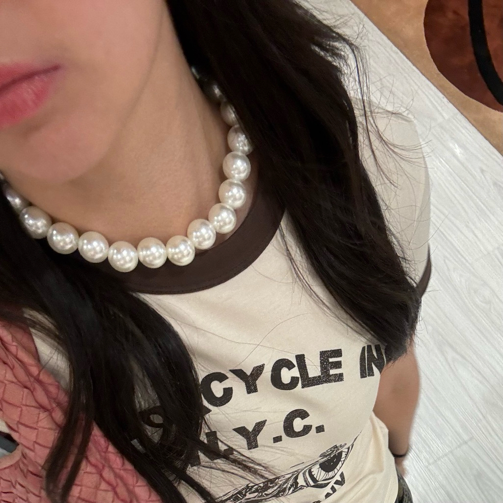 MOON PEARL NECKLACE🌜สร้อยลูกปัดมุก 16 มิล whaleyloveyou