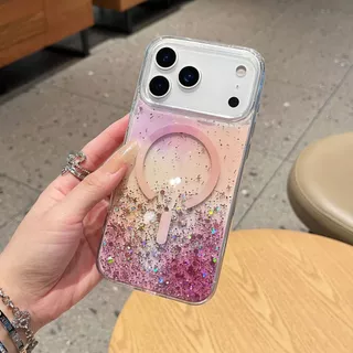 เคสกากเพชรหลากสีส่องแสงประกายวิบวับ Magnetic Case For iPhone 17Promax 16Pro 15 14 13 12