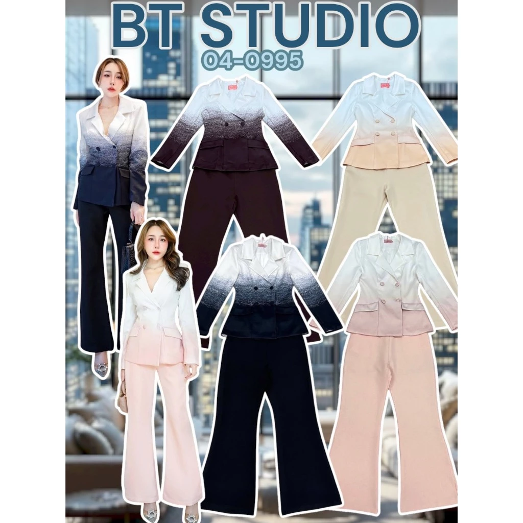 BT 04-0995 เสื้อเบเซอร์ไล่สีแขนยาวคอปก แต่งกระดุม 4 เม็ด แมทซ์กับกางเกงขายาวสีพื้นกระเป๋าใช้งานได้จริง