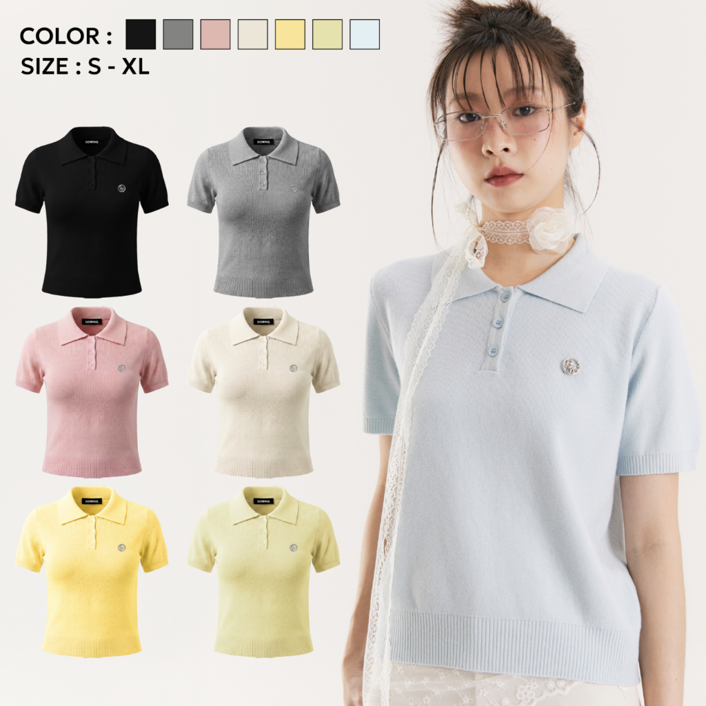 (พร้อมส่ง)Bemingtop910(S-XL)-Milo Polo Knit เสื้อโปโลไหมพรมลายเรียบ ทรงกำลังดี ใส่ได้ทุกวัน