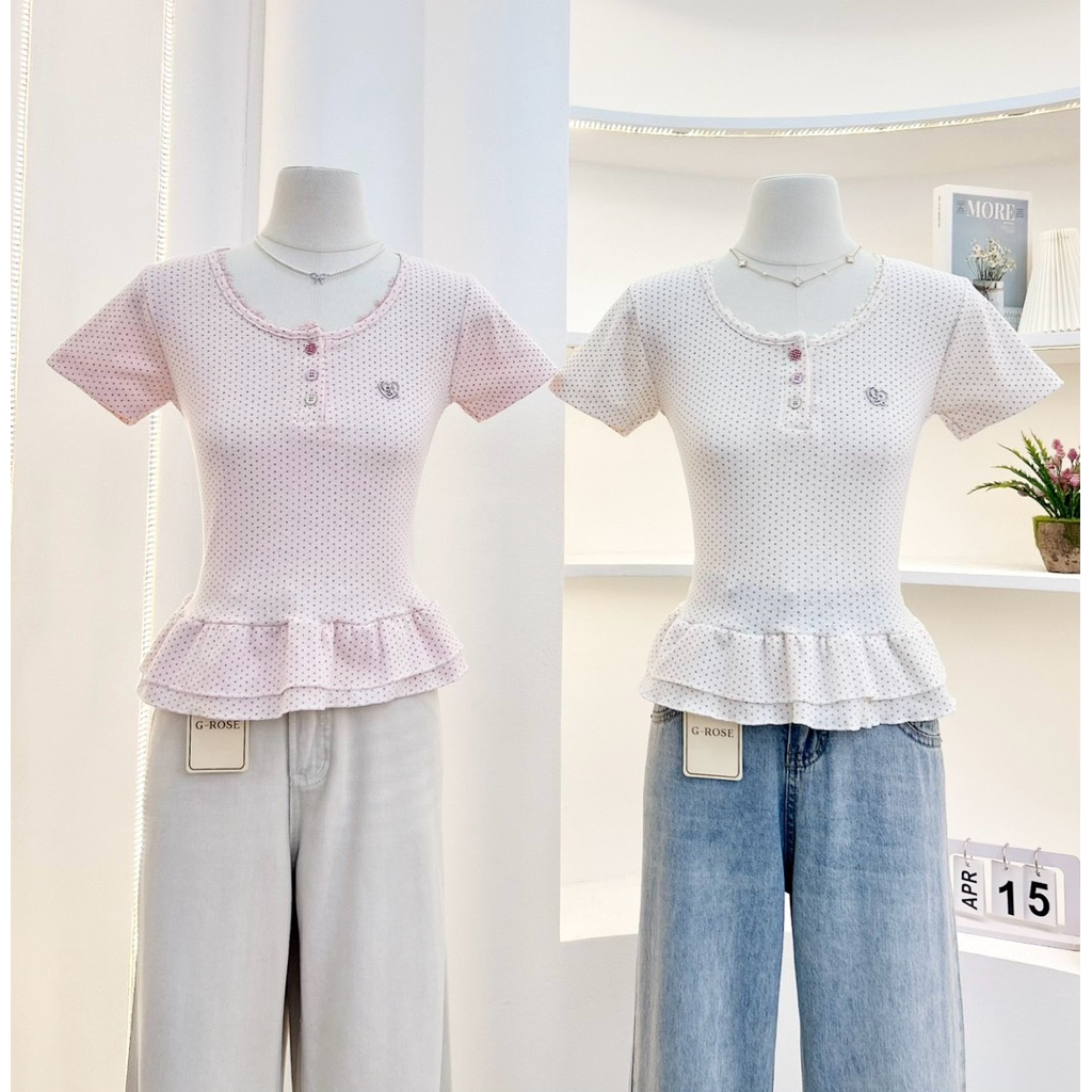 G-rose เสื้อคอกลม ชายระบาย