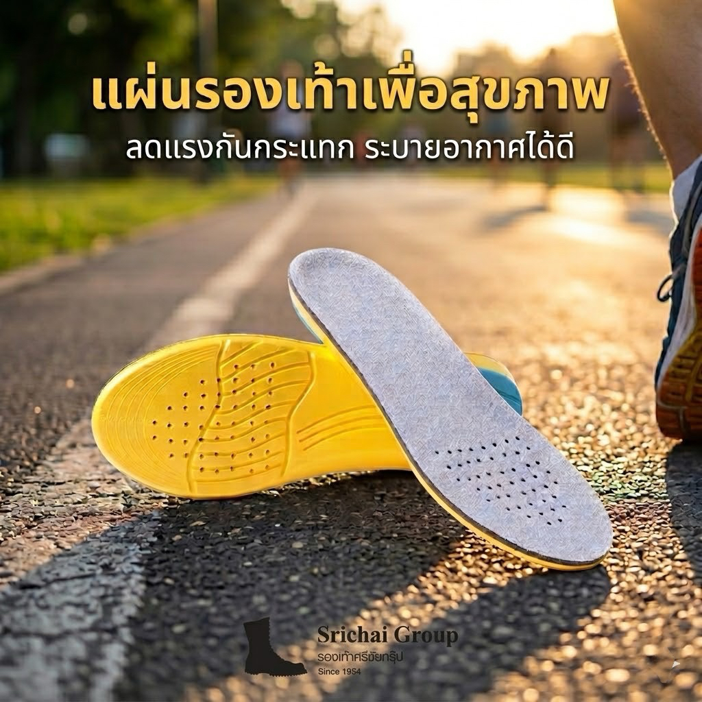 แผ่นรองเท้าเพื่อสุขภาพสีเหลือง by Srichaigroup