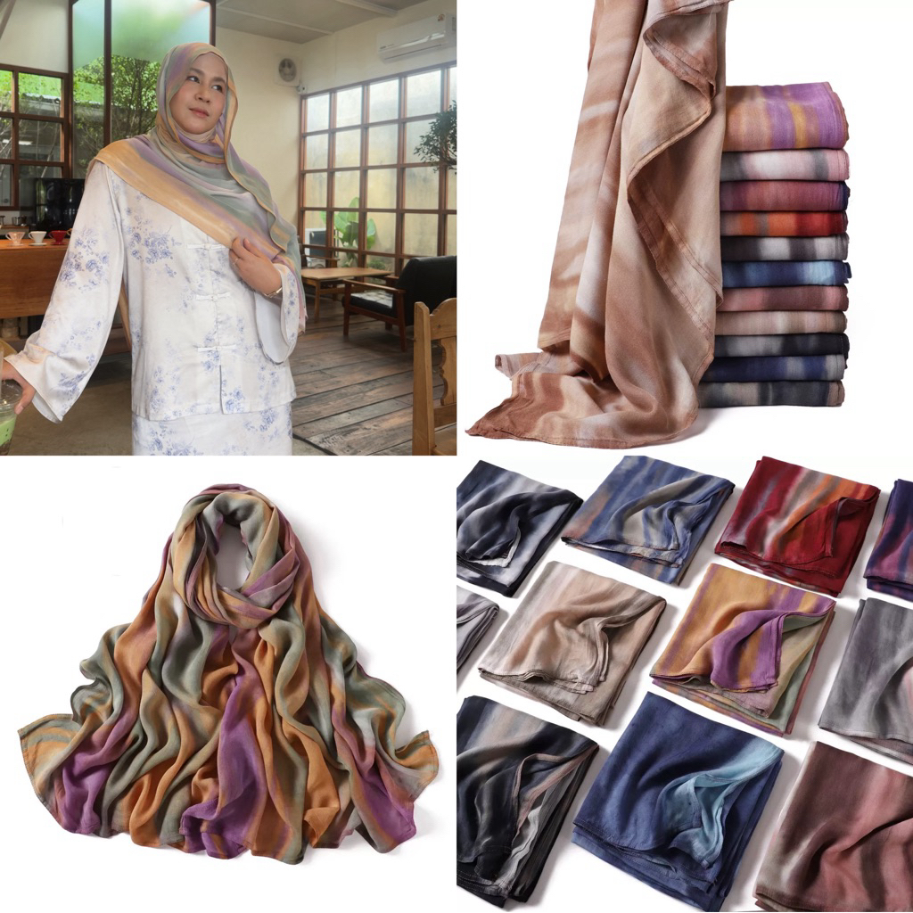 JAHA.U•NEW•Lightweigh Ombre HIJAB 2026 ผ้าคลุมพันยาว เนื้อผ้าคอตตอนนิ่ม ลายเก๋มาก ขนาด 80*160 cm