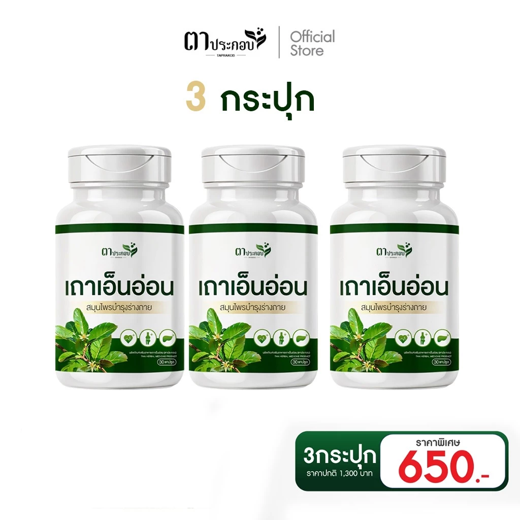 เถาเอ็นอ่อน ตาประกอบ บำรุงเส้นเอ็น แก้ปวดเมื่อย บำรุงเส้นเอ็น 3 กระปุก ชนิดแคปซูล