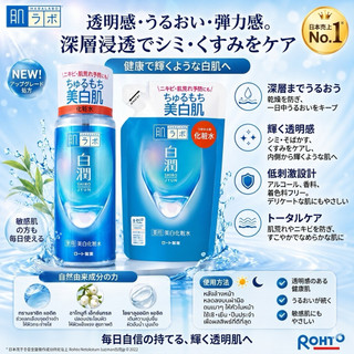🔵 น้ำตบ สูตรเน้นการบำรุงเพื่อผิวขาวกระจ่างใส (ขวดสีน้ำเงินแถบส้ม) Hada Labo Shirojyun Whitening Lotion