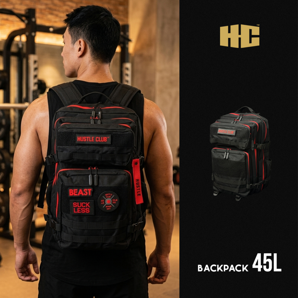 HUSTLECLUB BACKPACK - HTCBP45 BK/RD