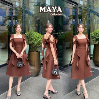 เดรสสั้นไปงาน ชุดไปงาน s-3xlผ้าอัดกาวอยู่ทรงสวย MAYA ดูแพง G153 สะโพกฟรี