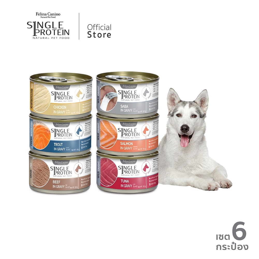 รวมรสชาติ Single Protein สำหรับสุนัข เซต 6 กระป๋อง Single Protein, All Flavours for Dogs  (6-can set)
