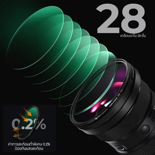 K&F CONCEPT NANO-X CPL camera filter โพลาไรซ์แรง กำจัดแสงสะท้อน แจกผ้าทำความสะอาด 3 ผืน