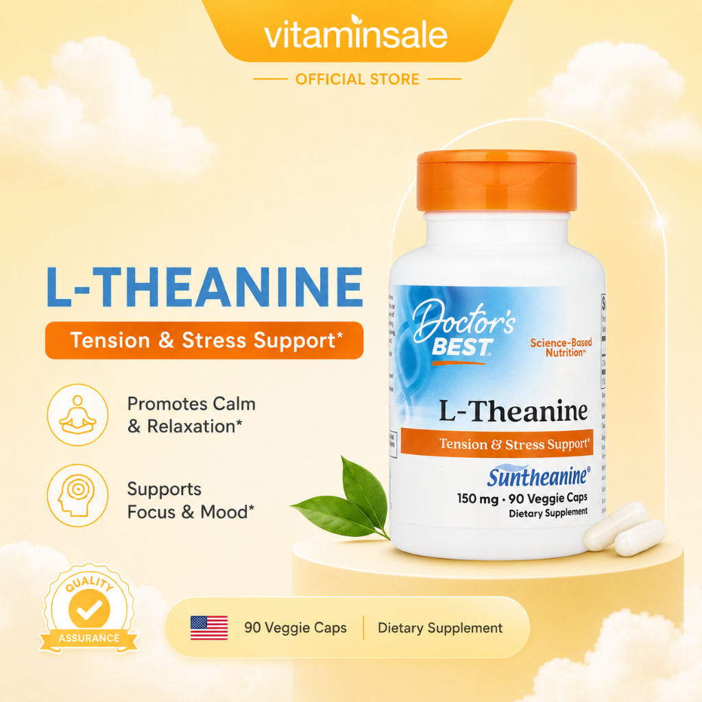 Doctor's Best L-Theanine 150mg (Suntheanine) 90 แคปซูล ลดเครียด เพิ่มสมาธิ**