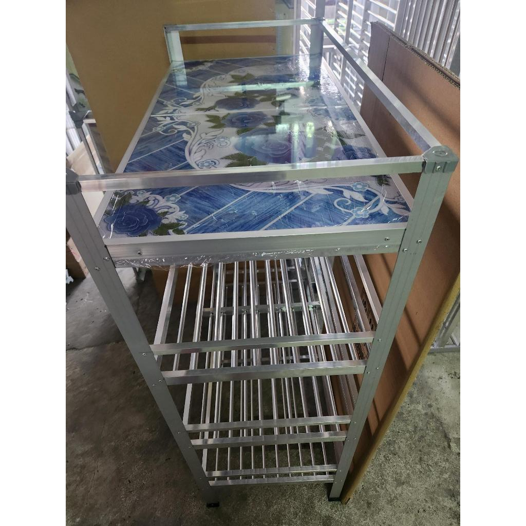 ชั้นวางของอลูมิเนียม 4ชั้น ขนาดยาว 80ซม.ชั้นบนปูกระเบื้อง