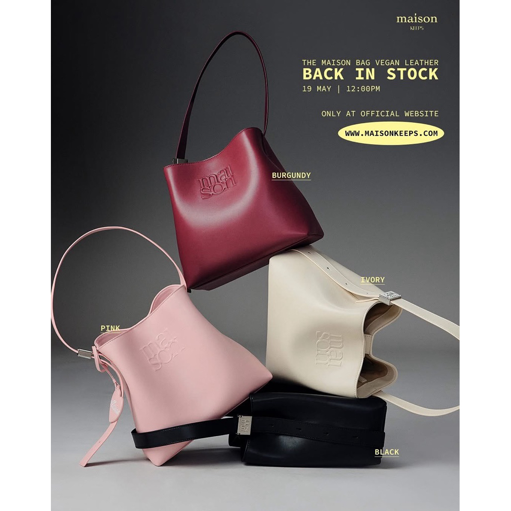 พร้อมส่งด่วน🚀✨ [Lot. ล่าสุด19/05] ❤️‍🔥 The Maison Bag กระเป๋า Bucket Bag (Vegan Suede/Vegan Leather) 🧳 มีหลักฐานการกด
