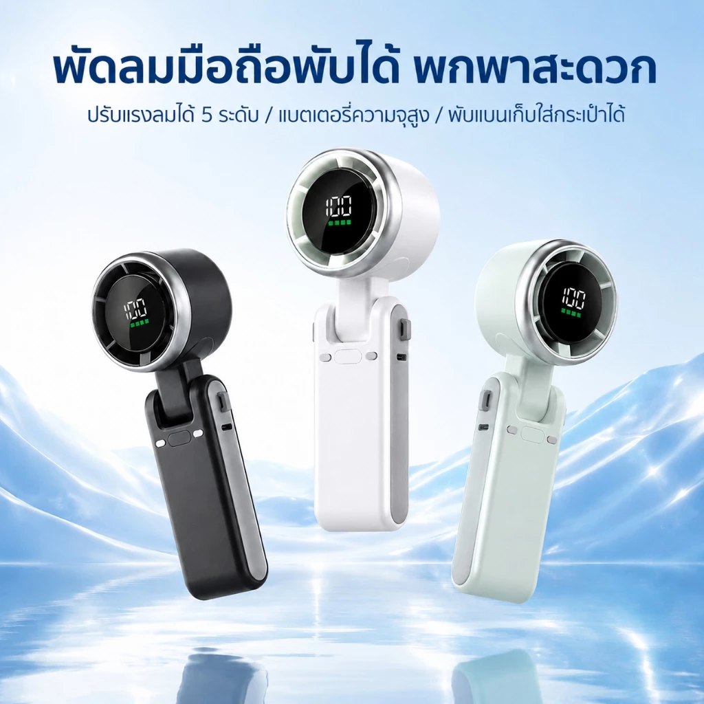 N607 พัดลมพกพา พัดลมคล้องคอ พัดลมมือถือ พับได้ 3in1 ลมแรง เงียบ LED แบตอึด ใช้นอกบ้าน ตั้งโต๊ะ ถือมือ ไปเรียน พกพาง่าย