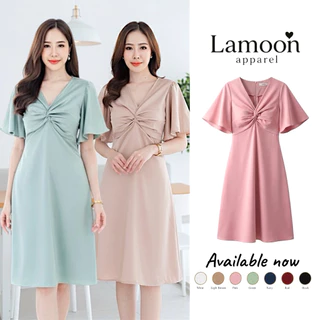 [พร้อมส่ง] Sofia dress - เดรสยาว 39" ป้าย VERA ดีเทลทวิสอกพรางหุ่น ชุดไปงานแต่ง ชุดไปคาเฟ่ ผ้าพริ้วสวย by Lamoon Apparel