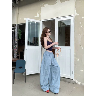 [Solid-colored casual pants]เกาหลีรุ่นวินเทจผู้หญิงสบาย ๆ แจ๊สเต้นรำเทรนด์กีฬาขากว้างกางเกง