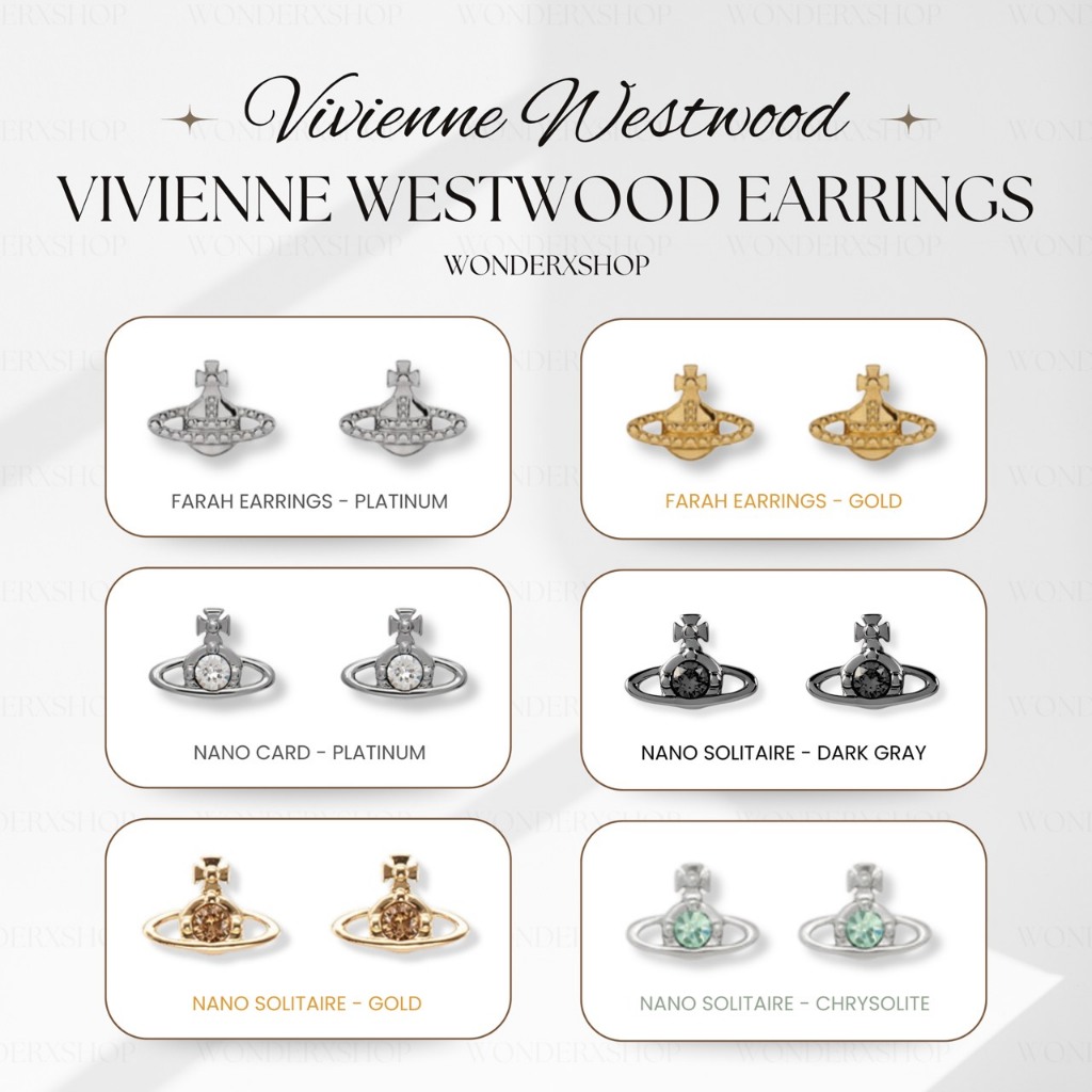 💓พร้อมส่ง💎เครื่องประดับVivienne Westwood Nano Solitaire/Farah Earrings⚡️ ของแท้💯
