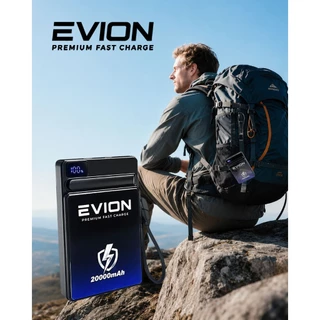 EVION power bank 20000mAh และ 10000mAh พาวเวอร์แบงค์ แบตสำรอง แบตเตอร์รี่สำรอง พร้อมจอแสดงLED รองรับการชาร์จพร้อมกัน สาย