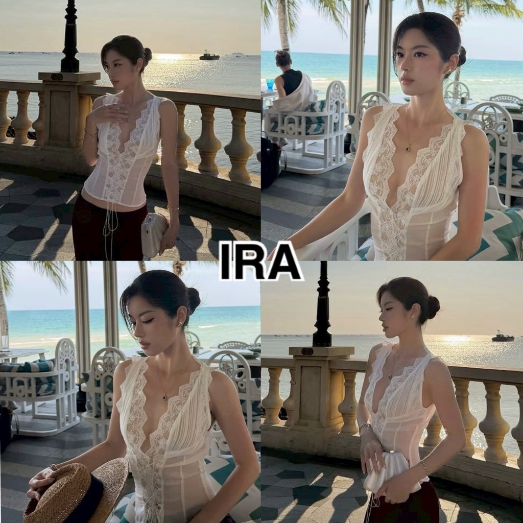 BY IRA  (2026-154) Sugar cookie Top ชุดแซบ! เสื้อท็อปผูกเชือกเซ็กซี่