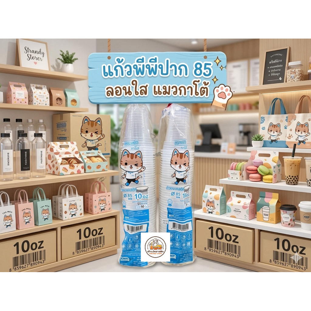 แก้วปาก 85 ลอนใส ขนาด 10,12 ออนซ์ ตราแมวกาโต้ ยกลัง 2,000ใบ