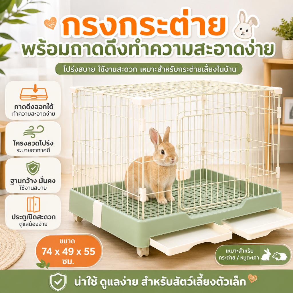 กรงสุนัข กรงสุนัขขนาดใหญ่ กรงสัตว์เลี้ยง คอกกั้นสัตว์เลี้ยง งานพรีเมี่ยม มีล้อเลื้อ กรงกระต่าย กรงกระต่ายขนาดใหญ