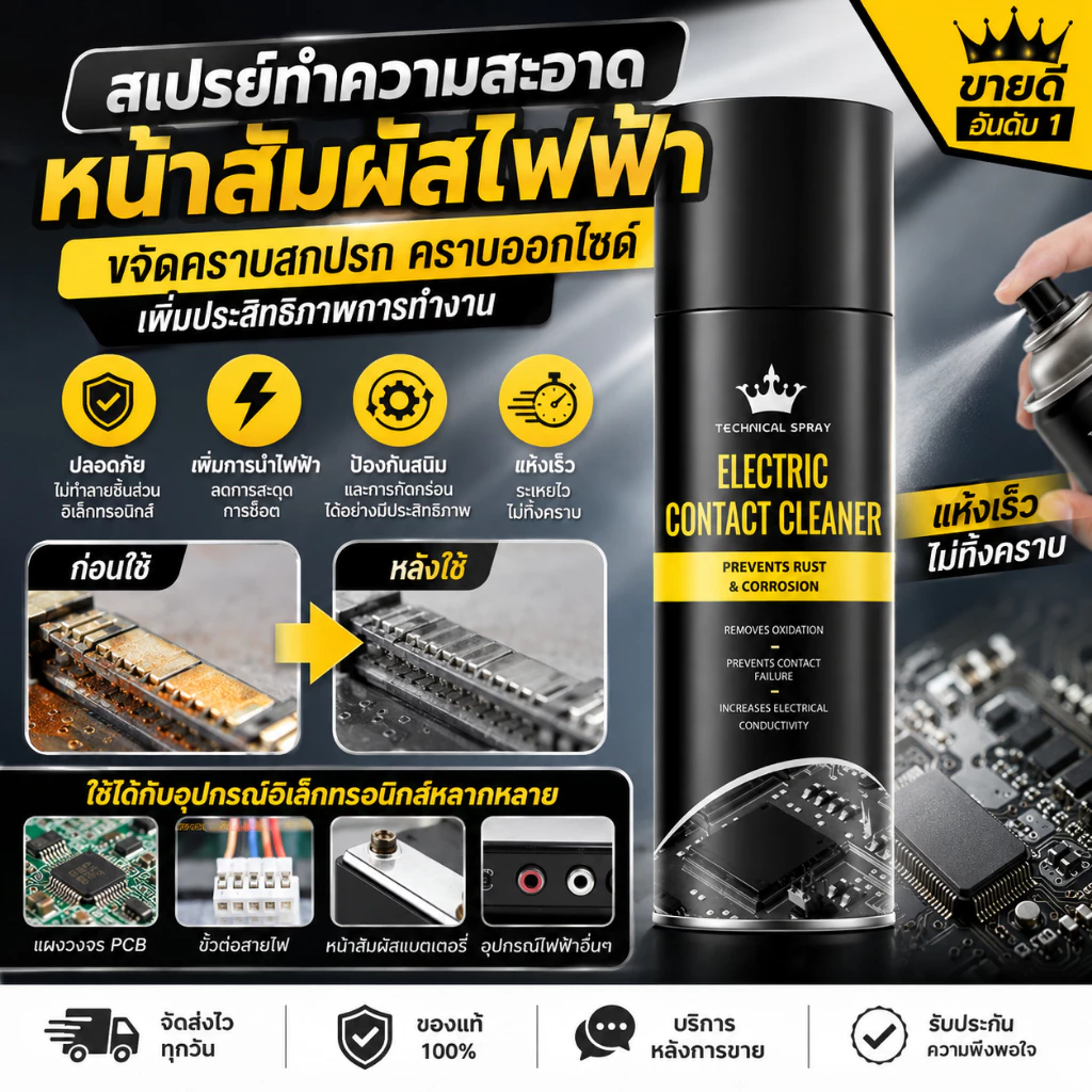 Contact Cleaner สเปรย์ล้างวงจร น้ำยาล้างแผงจร น้ำยาล้างแผงวงจร น้ำยาทำความสะอาดแผงวงจร แห้งสนิทไว ไม่ทิ้งคราบ