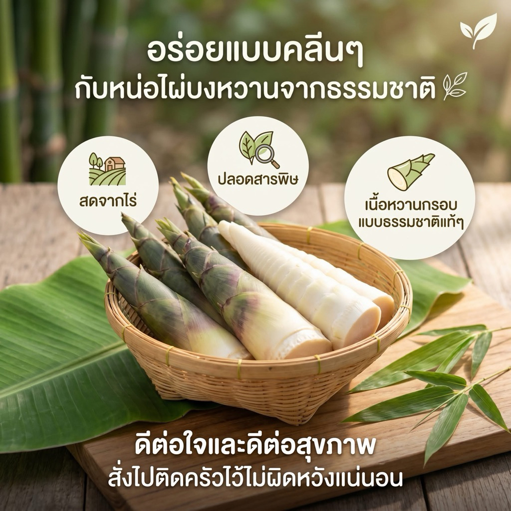 (พรีออเดอร์ ส่งใน1-7วัน) หน่อไม้บงหวาน จากอายาฟาร์ม เก็บใหม่จากฟาร์มทุกวัน ปลูกธรรมชาติ  กินสดได้  เป็นเกาต์ทานได้