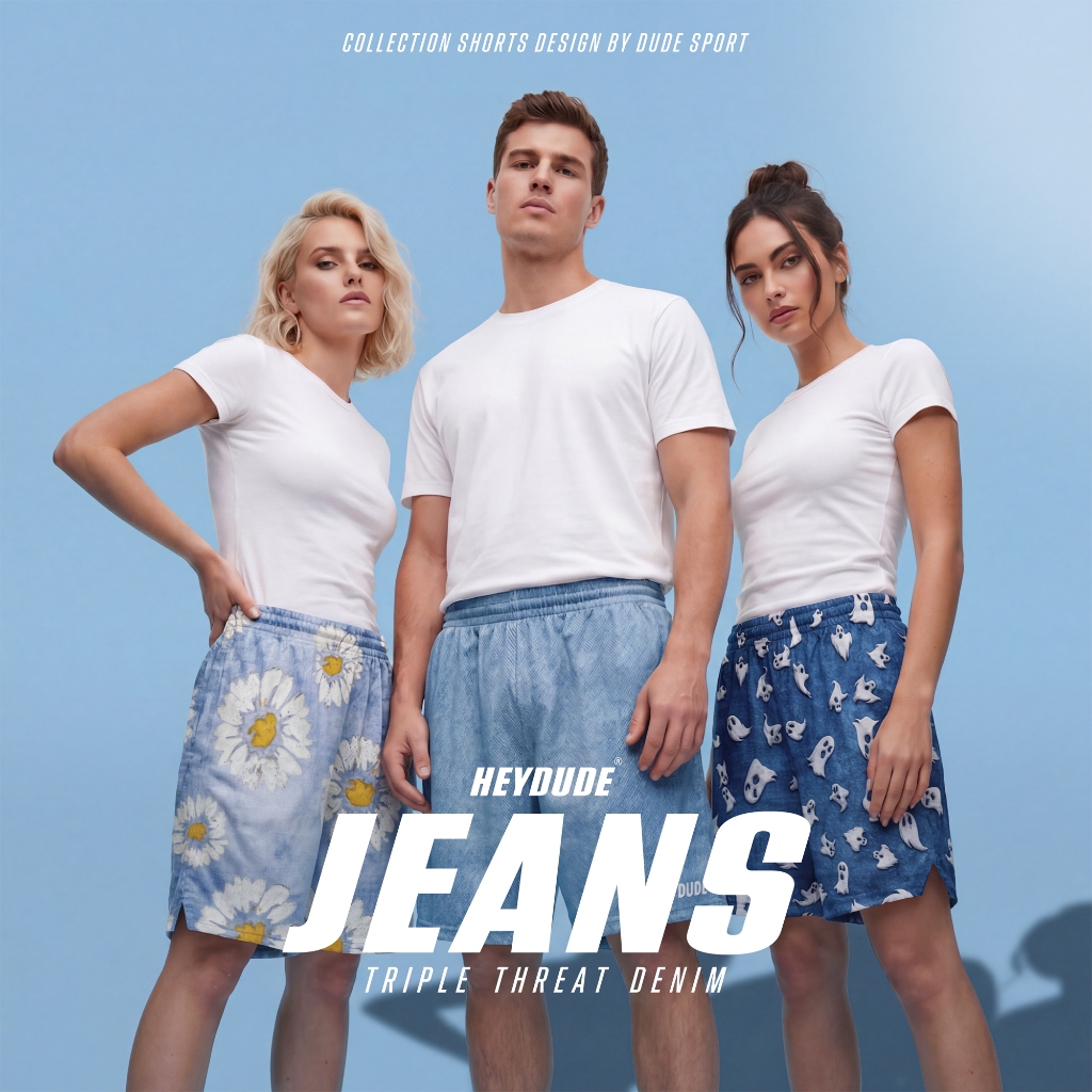 กางเกงบาส กางเกงกีฬา กางเกงขาสั้น ” 𝑯𝑬𝒀 𝑫𝑼𝑫𝑬 JEANS “ Triple Threat Denim DUDESPORT