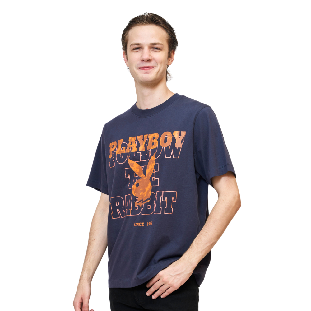 PLAYBOY 06PB เสื้อยืด   เสื้อผ้าผู้ชาย/เสื้อ/เสื้อยืดสีน้ำเงิน รุ่น P1MT265TB052BL