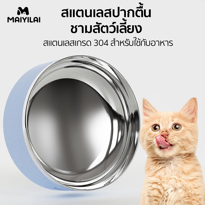 ถอดออกได้ ชามอาหารสแตนเลส ชามอาหารหมาแมว ชามปากตื้น ชามแมวน้อย ชามสำหรับลูกสุนัข ฐานที่มั่นคงพร้อมออกแบบกันลื่น