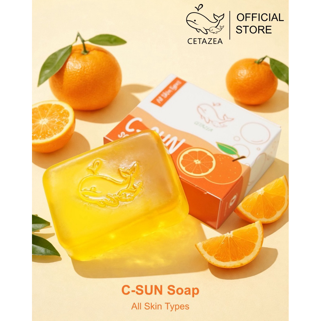 Cetazea C-SUN Soap 50g สบู่ส้ม🍊สำหรับผิวมัน สิวอักเสบ สิวอุดตัน สิวลำตัว สบู่ล้างหน้า สบู่อาบน้ำ