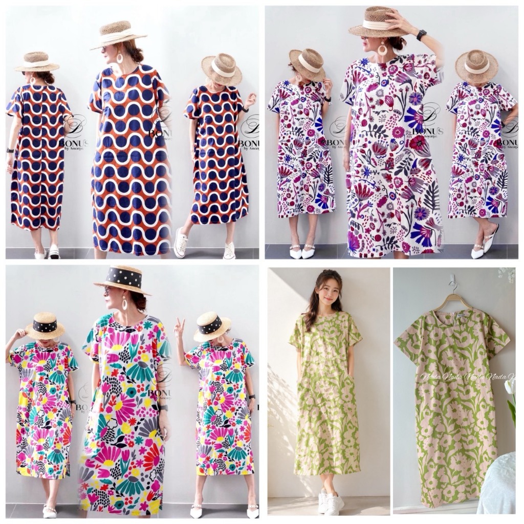 🍒อัพเดตลายใหม่แล้วจ้า 💥🌺NADA13‼️🌺Bonus by Ananya🌺ชุดเดรสคอกลมแขนสั้น ชุดเดรสไซส์ใหญ่