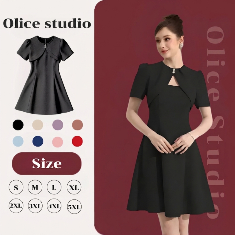【S-6XL】เดรสสาวอวบ ชุดเดรสผู้หญิง เดรส ดูหรูหรา ชุดออกงาน ทันสมัย ช่วยให้ดูอ่อนวัยและหุ่นเพรียว ทรงยาวปานกลาง เดรสมินิมอล
