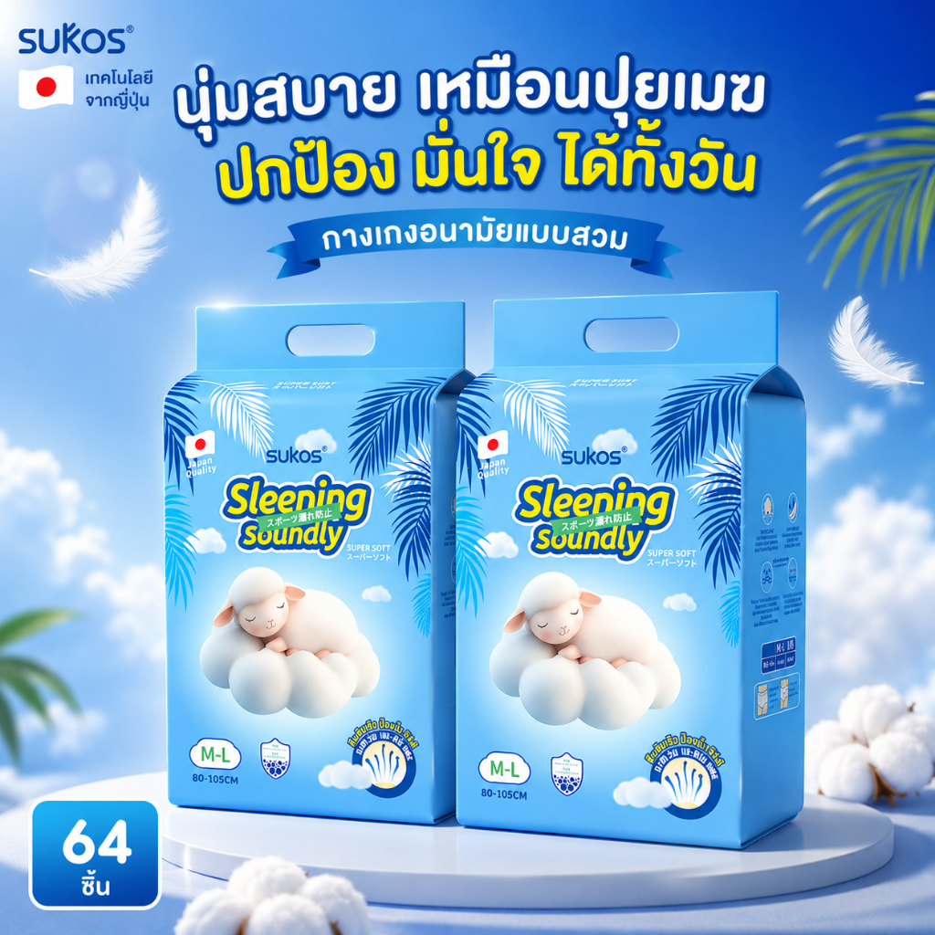 Sukos ผ้าอนามัย ผ้าอนามัยแบบกางเกง พรีเมียม กันรั่วซึม ใส่สบาย ใช้ได้ทั้งกลางวันและกลางคืน ML-4XL