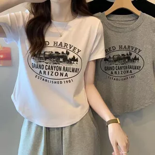 พร้อมส่งในไทย** เสื้อยืดคอกลมลำลอง ผ้านิ่มยืดได้เล็กน้อย สกรีนลายด้านหน้า Y328